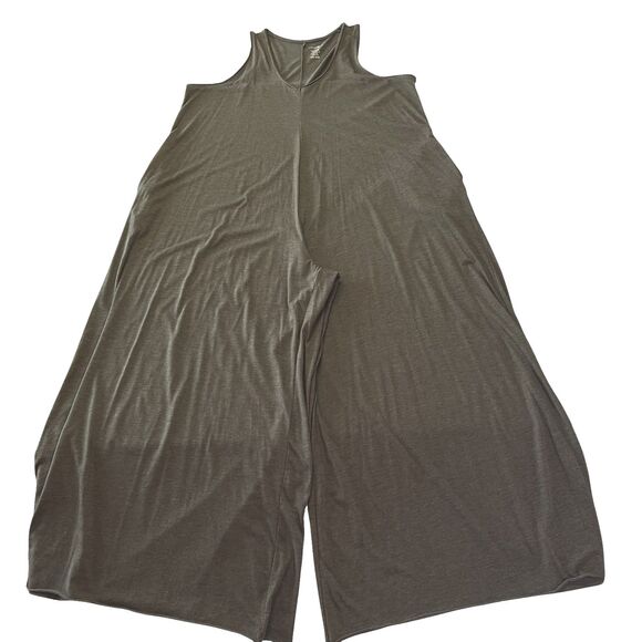 Natural Life Jumpsuit One Size Oversized Green Jersey Wide Leg V-neck Pockets - Picture 6 of 14